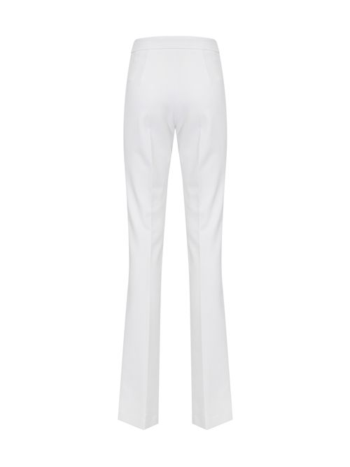 Pantaloni in doppio crêpe stretch con logo ricamato Avorio Elisabetta Franchi | PA17161E2360